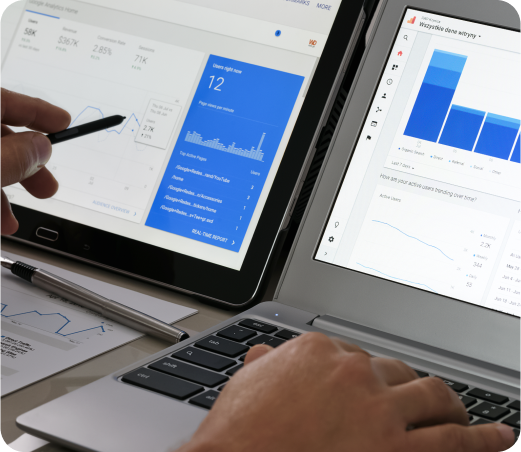 Google Analytics in the office, showing detailed statistics