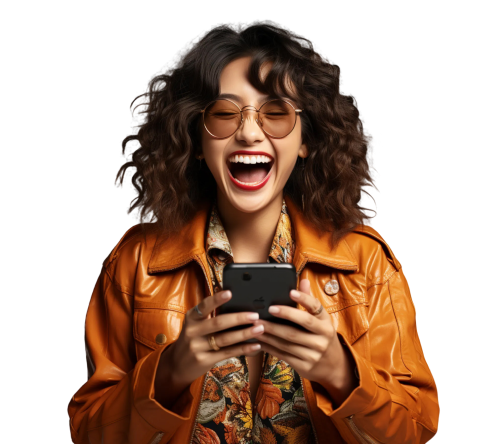Woman holding her phone while shopping online
